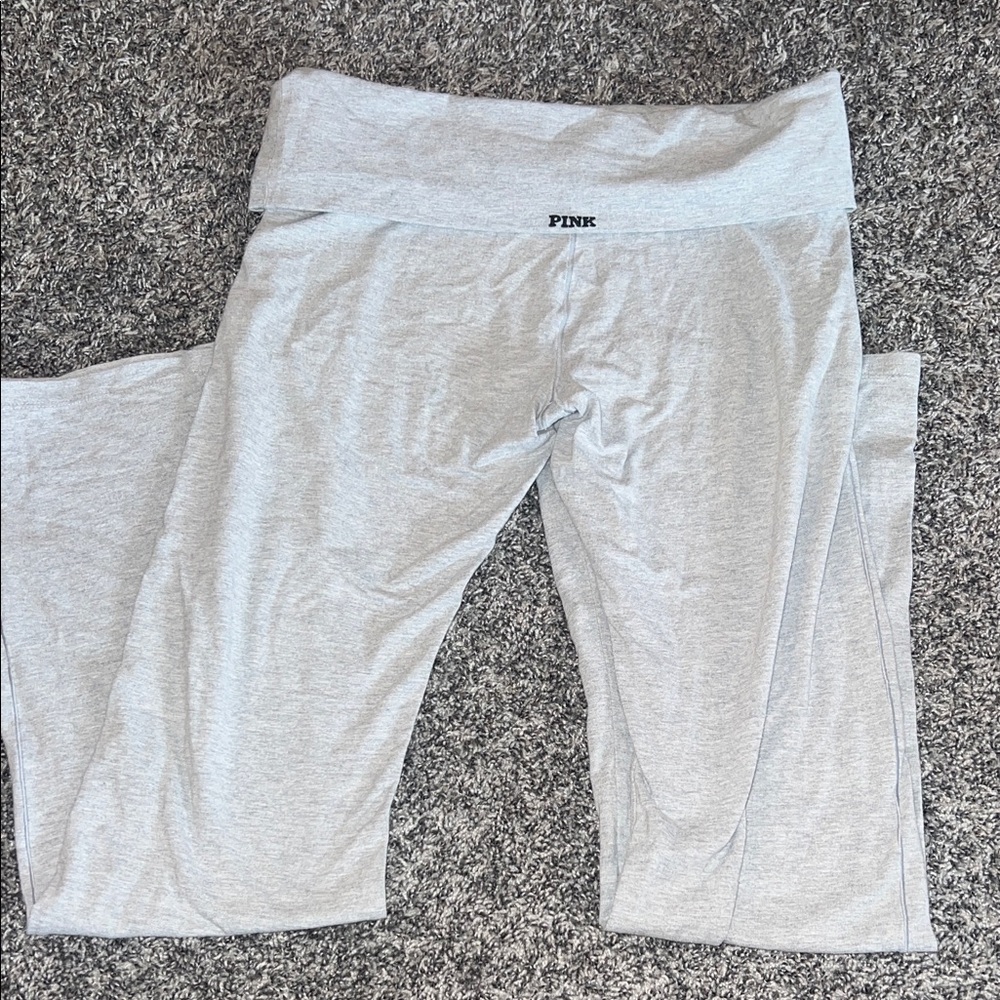 PINK Victoria's Secret Light Gray Flare Leggings